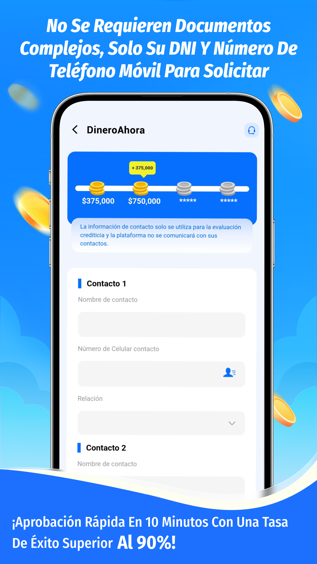 Formulario de contactos de referencia dentro de la aplicacion