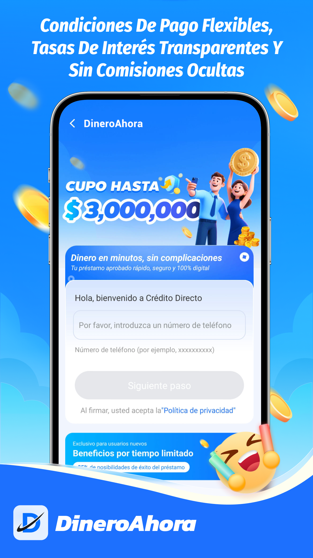 Pantalla de inicio de sesion con numero de telefono